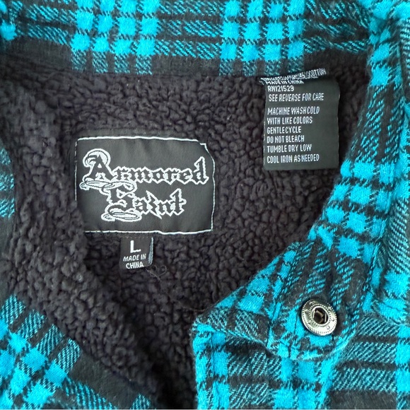 Armored Saint Plaid flannel Sherpa lined Button-Up Shirt jacket - Picture 4 of 6